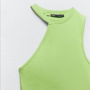 ZARA GREEN ASYMMETRICAL TOP